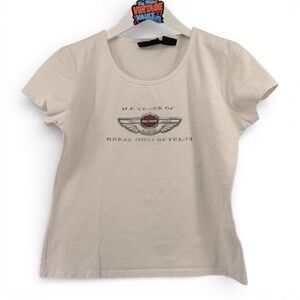 Vintage Harley Davidson 100th Anniversary Womens T-Shirt White Size Large USA